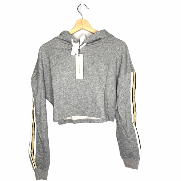 Crop Top Gray Hoodie Sweatshirt NEW M - Picture 1 of 6